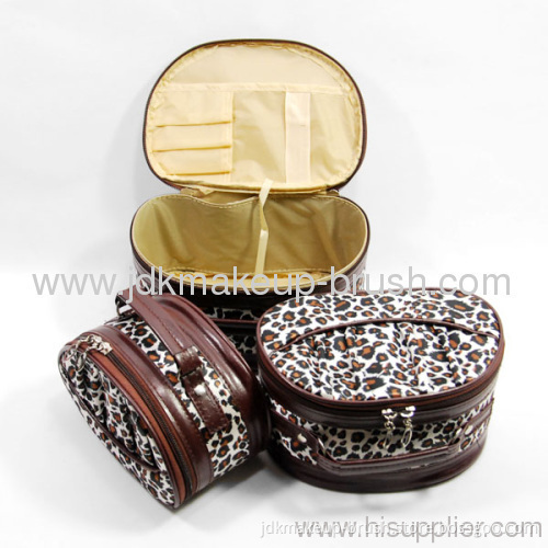 Professional Leopard Color Cosmetic Bag With Mirror